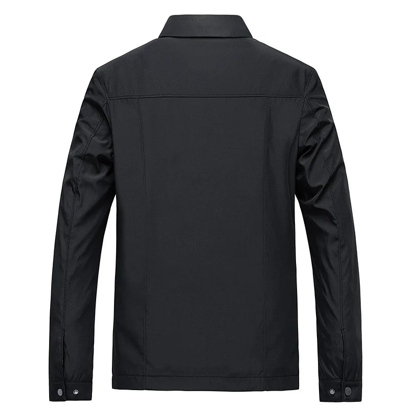 Men's Lightweight Zip Jacket Black Plaid-Lined Casual Office Wear