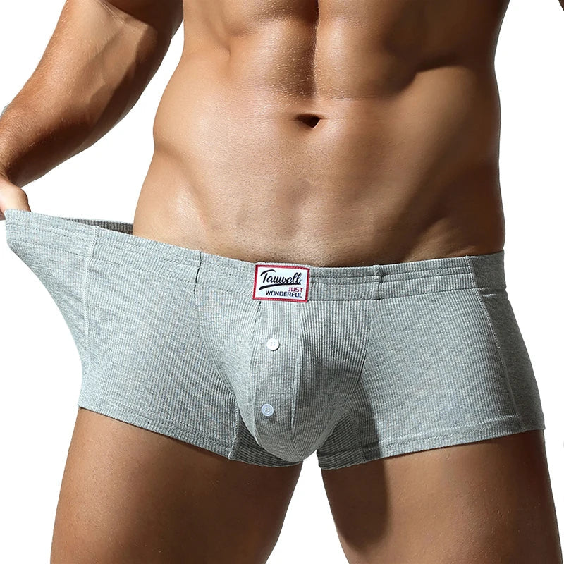Men's Low-Waisted Synthetic Cotton Underwear with Button Detail