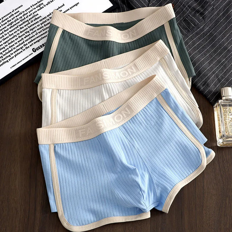 Men's Solid Striped Breathable Mesh U-Crotch Boxers - 1/3 Pack