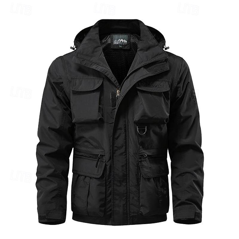 Men's Tactical Hooded Jacket with Multi-Pockets for Outdoor Activities