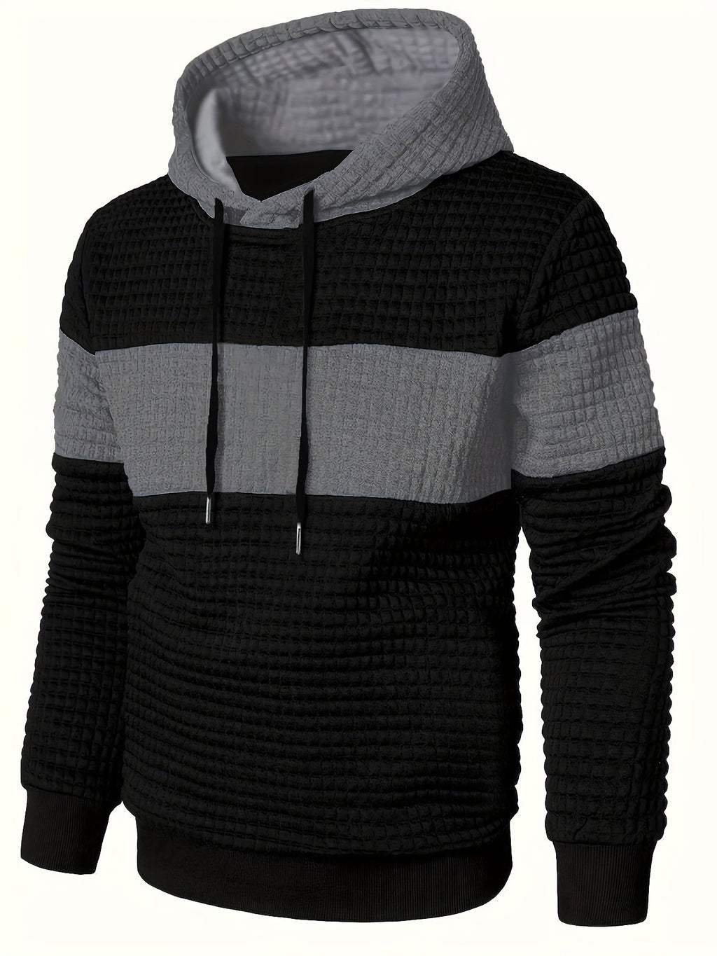 Men's Textured Color-Block Hoodie