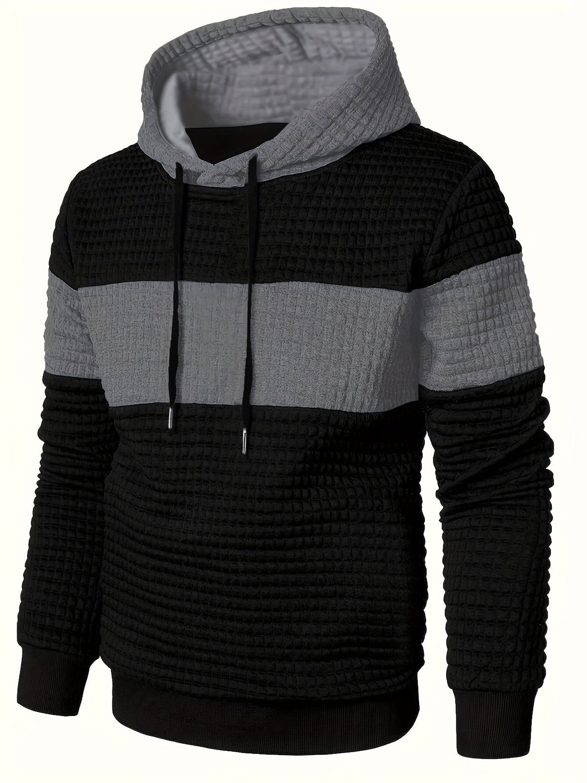 Men's Textured Color-Block Hoodie
