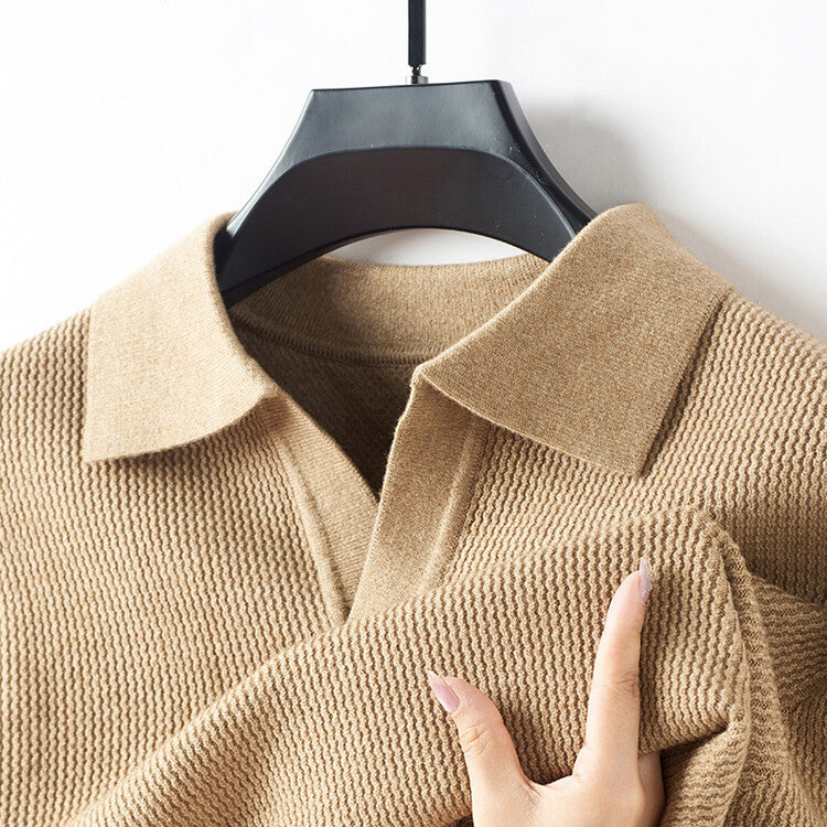 Men's Textured Knit Polo Pullover