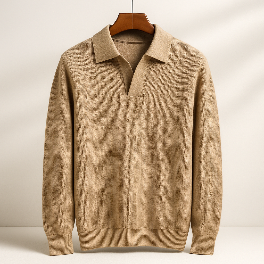 Men's Textured Knit Polo Pullover