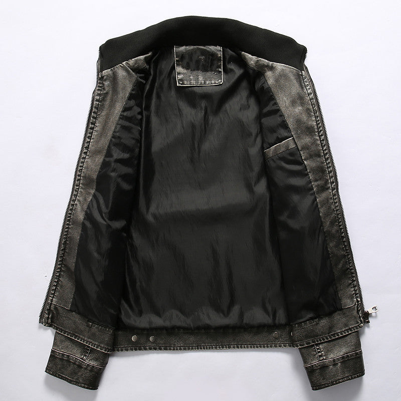 Men's Utility Leather Jacket – Versatile Multi-Pocket Casual Layer