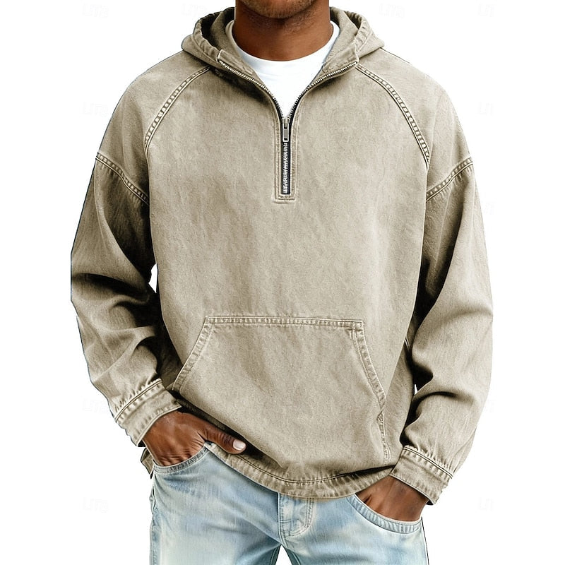 Men's Washed Quarter-Zip Hoodie