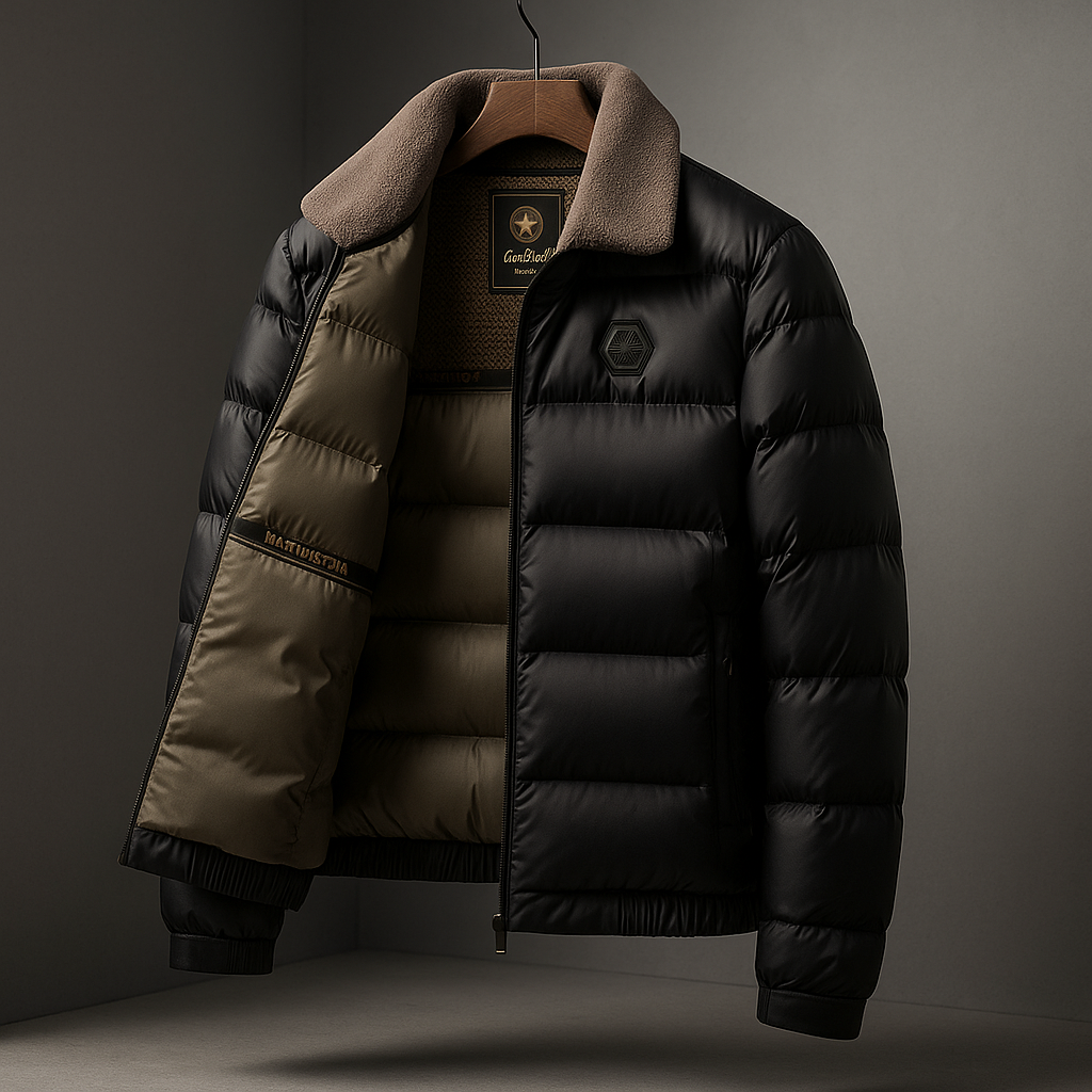Men's Wrap Zip-Up Signature Puffer Jacket