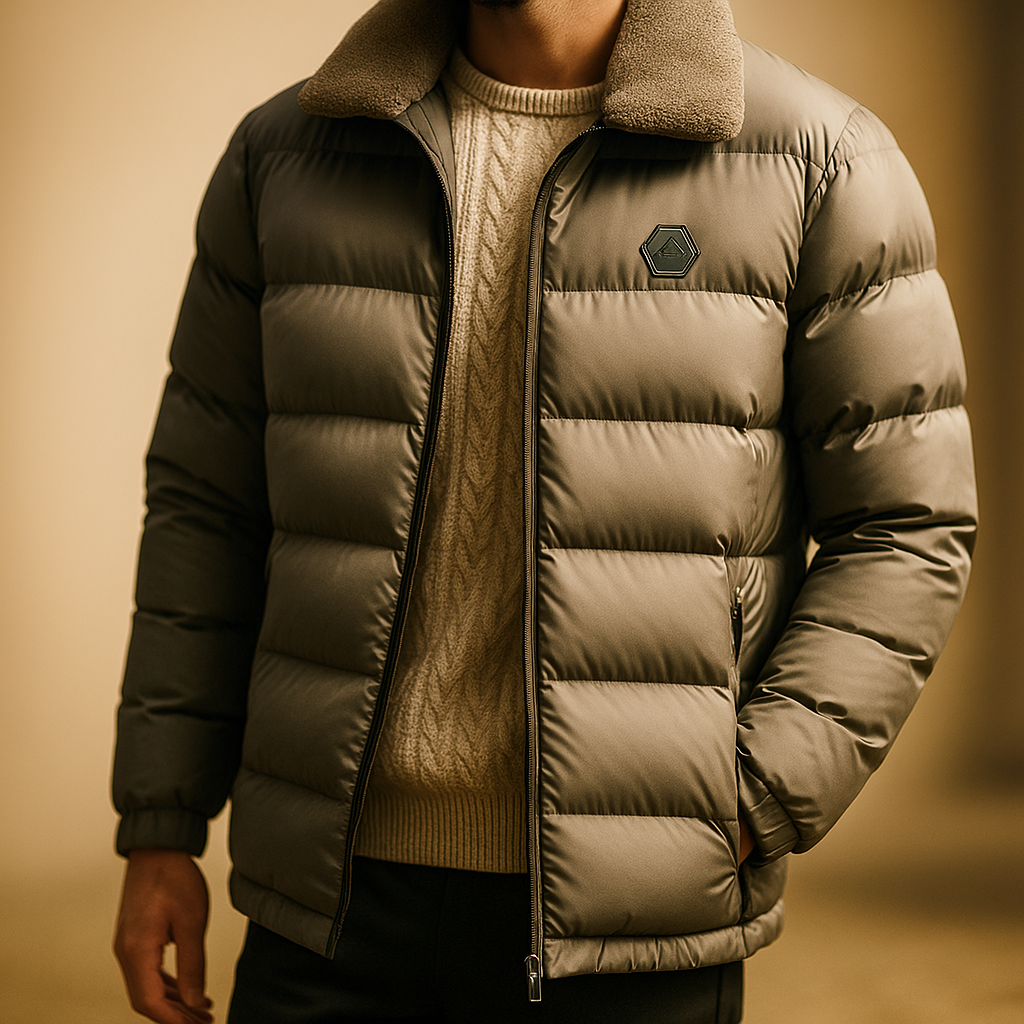 Men's Wrap Zip-Up Signature Puffer Jacket
