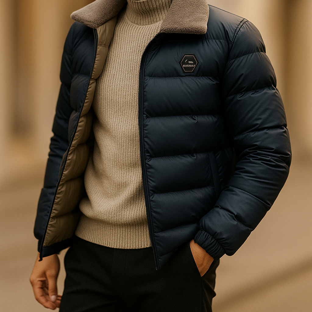 Men's Wrap Zip-Up Signature Puffer Jacket