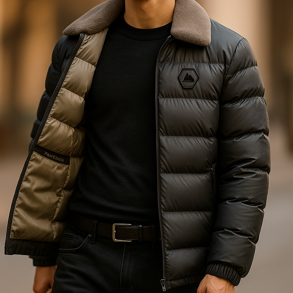 Men's Wrap Zip-Up Signature Puffer Jacket