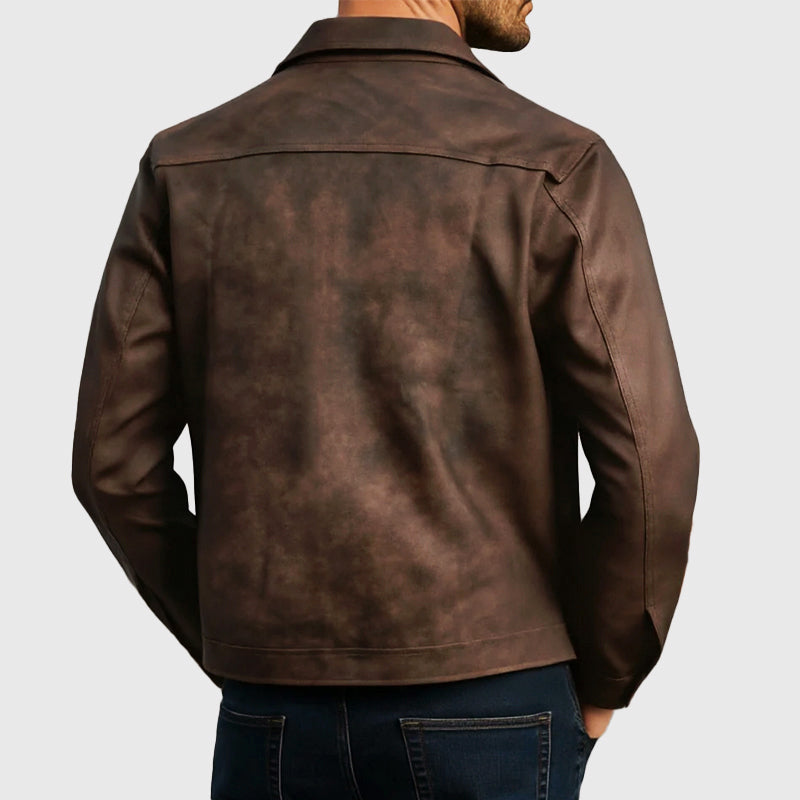 Men's Zip-Up Faux Leather Jacket
