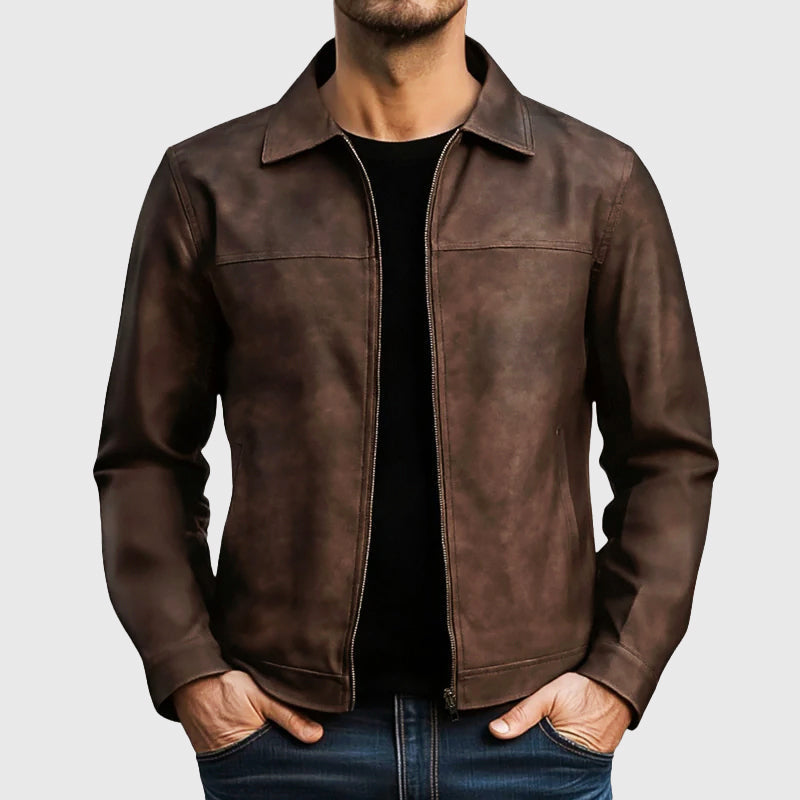 Men's Zip-Up Faux Leather Jacket