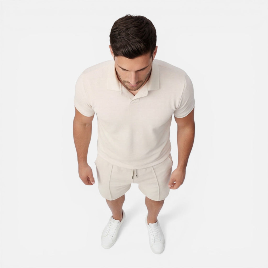 Montarello Men's Slim Fit Polo Shirt & Shorts Co-Ord Set