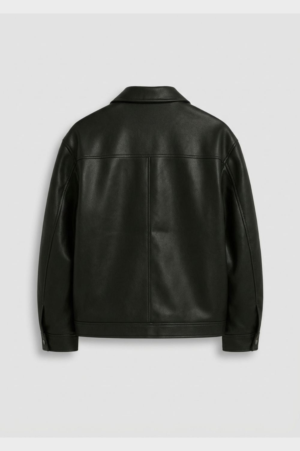 Men's Black Zip Jacket, Point Collar, Long Sleeves
