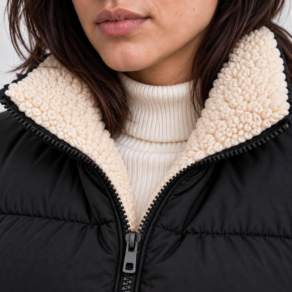 Montarello Women's Jacket Puffer Sherpa High Neck Full Zip