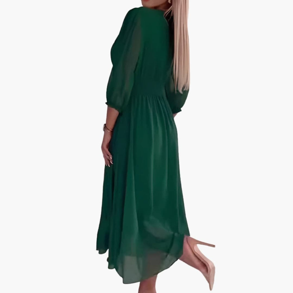 Women’s Wrap Dress with V Neck and Adjustable Tie