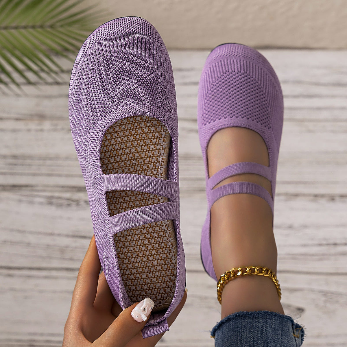 Women's Mary Jane Flats Slip-On with Dual Straps