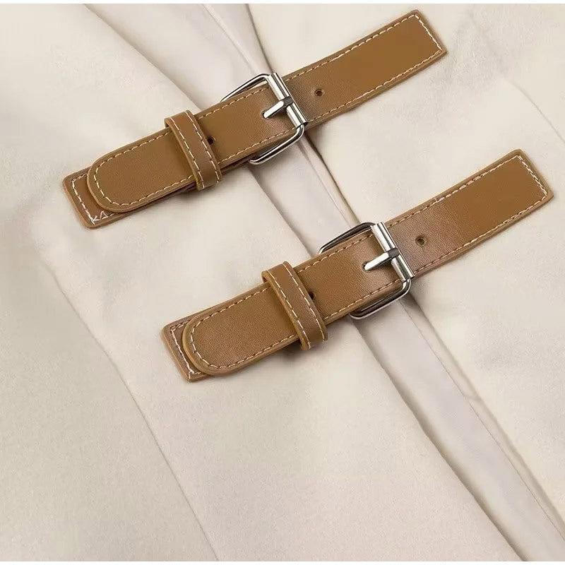Women's Buckle-Front Teddy Jacket with V-Neck