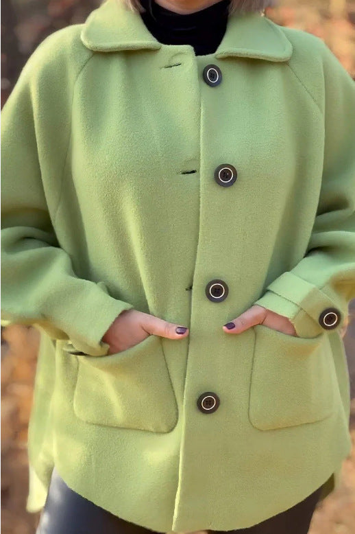 Women's Oversized Button-Front Jacket with Contrast Trim