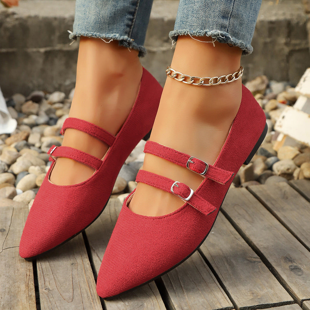 Women's Leopard Print Mary Jane Flats Double Buckle