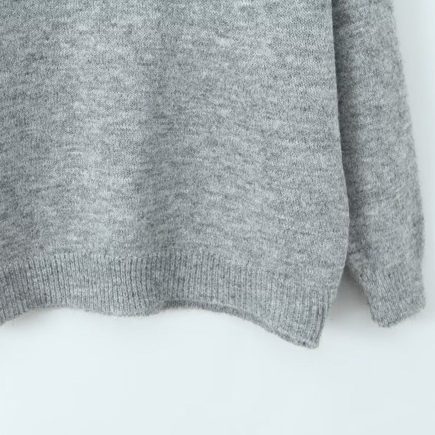 Women's Collared V-Neck Pullover Sweater Long Sleeve