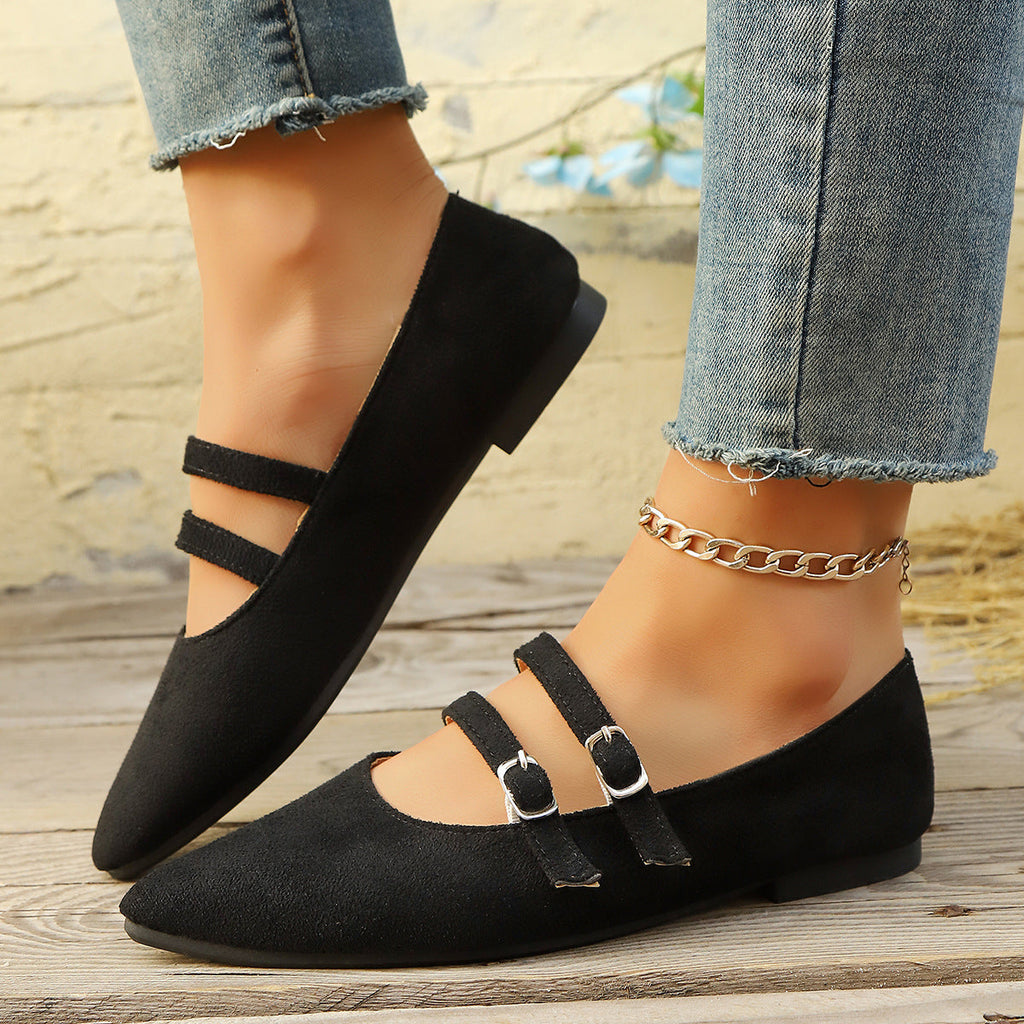 Women's Leopard Print Mary Jane Flats Double Buckle