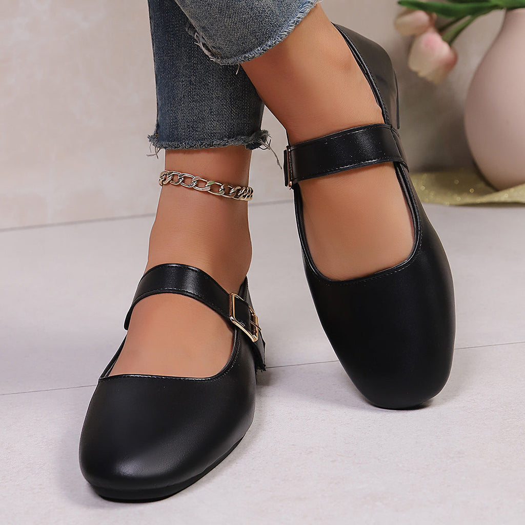 Women's Mary Jane Shoes with Adjustable Strap Buckle