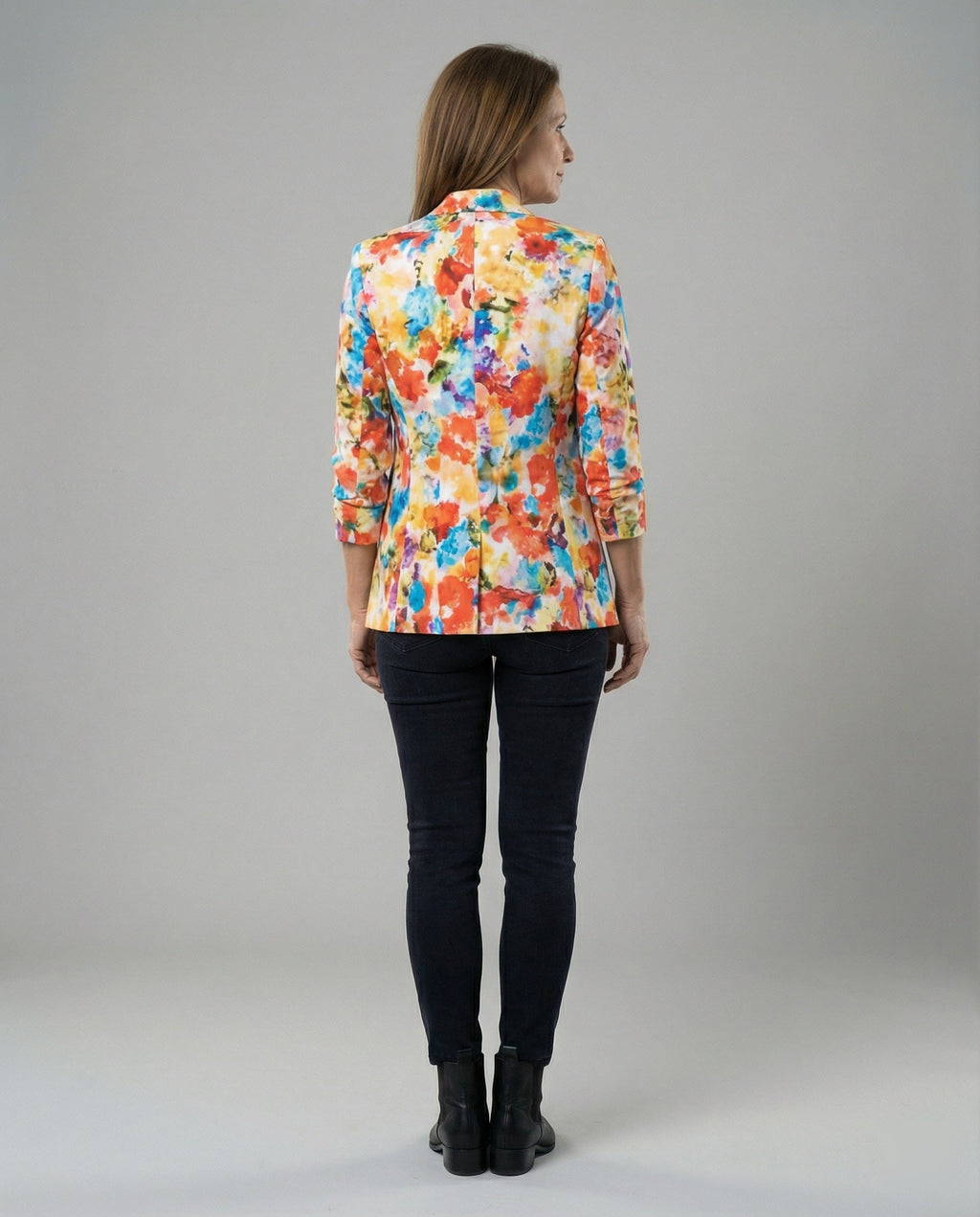 Women's Floral Watercolor Blazer Open Front for Work