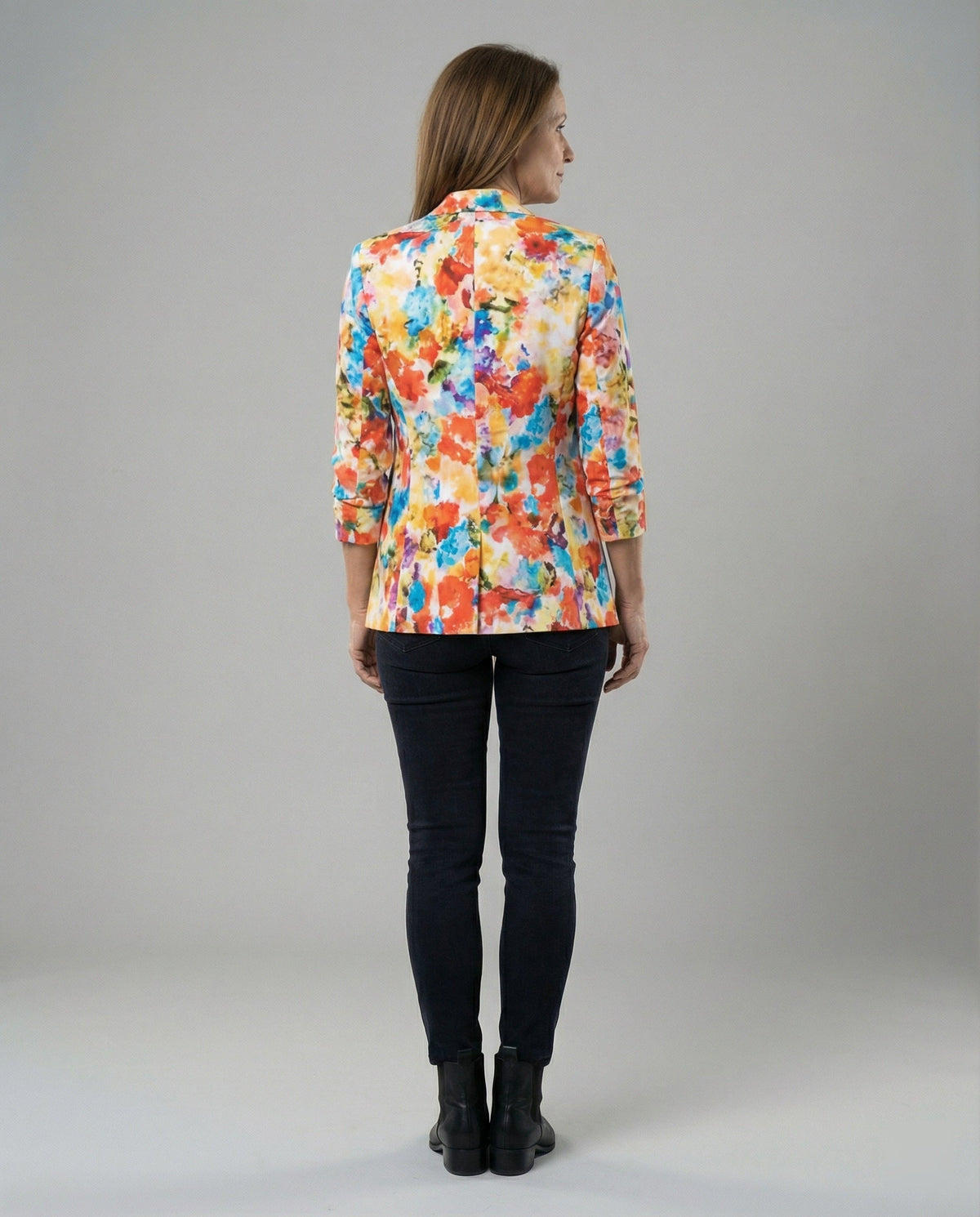 Women's Floral Watercolor Blazer Open Front for Work