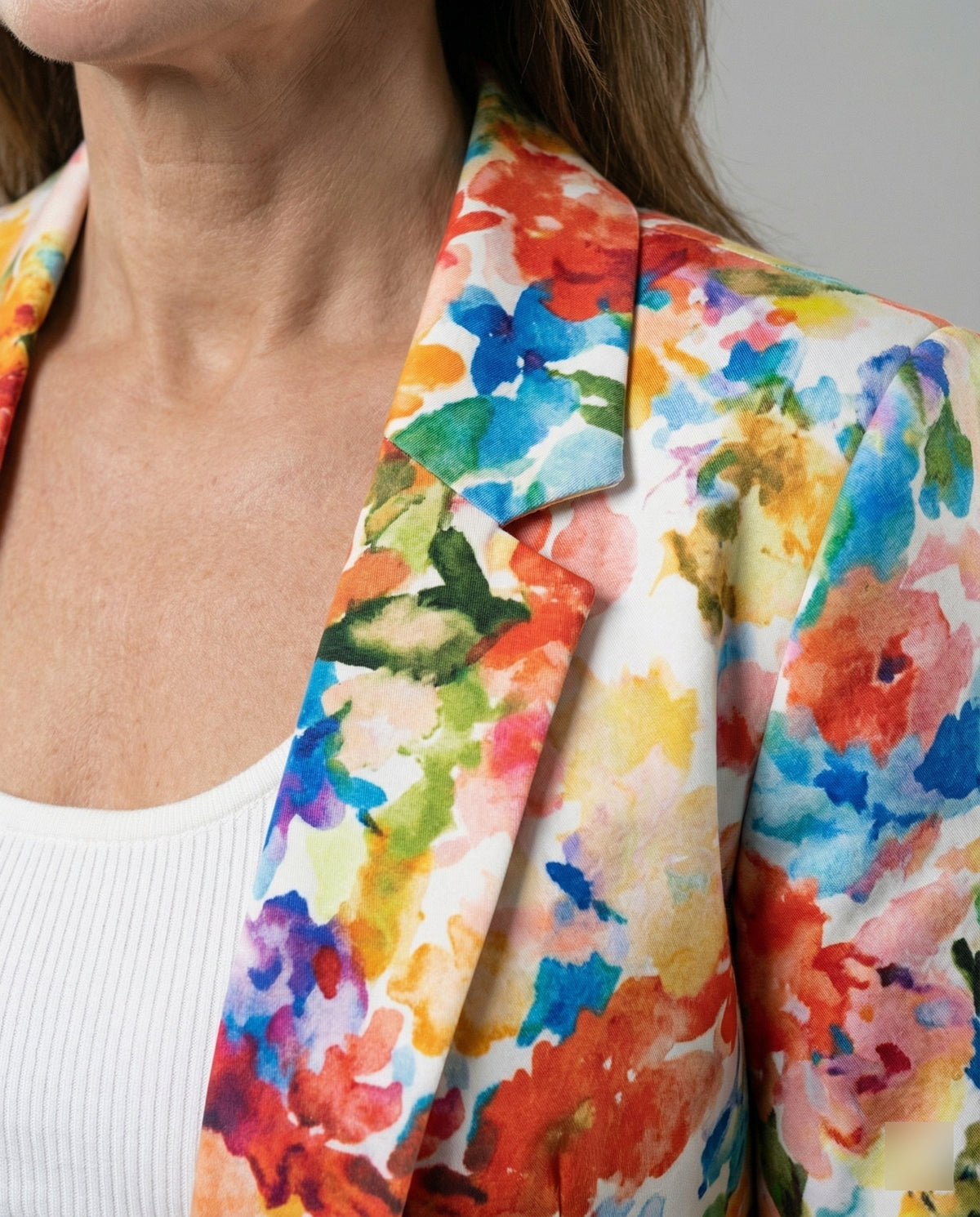 Women's Floral Watercolor Blazer Open Front for Work