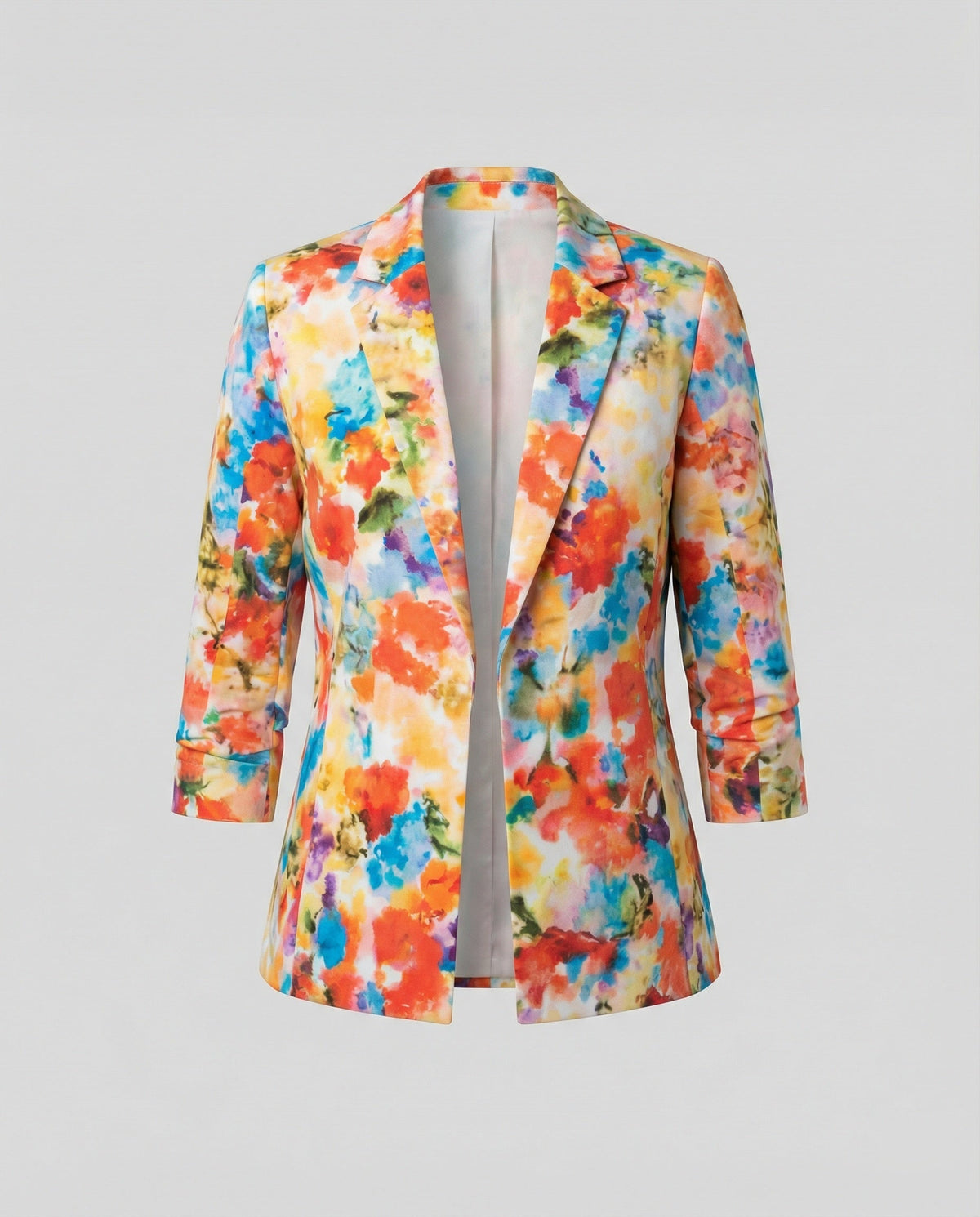 Women's Floral Watercolor Blazer Open Front for Work