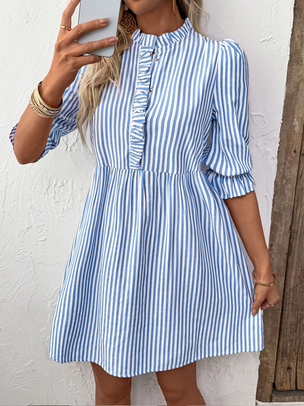 Rebecca Flattering A-Line Striped Dress