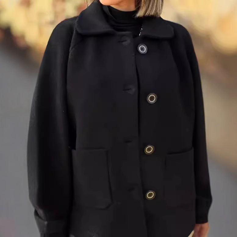 Women's Oversized Button-Front Jacket with Contrast Trim