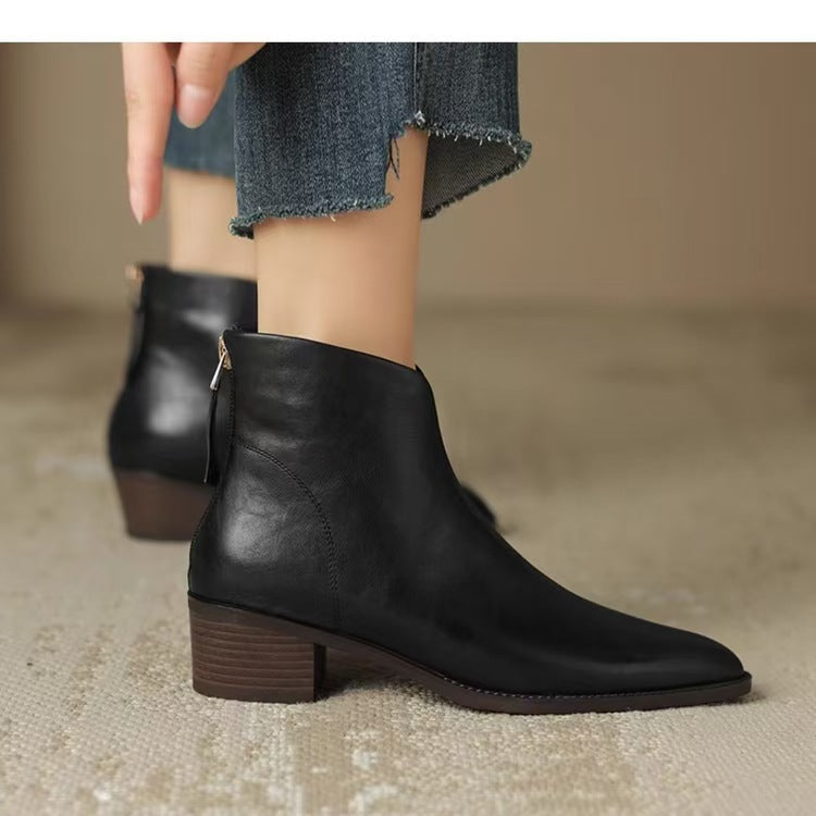 Women's Pointed Chelsea Ankle Boots with Block Heel
