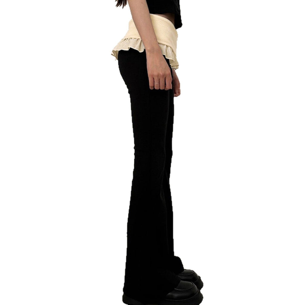 Women's Flared Trousers with Adjustable Belt