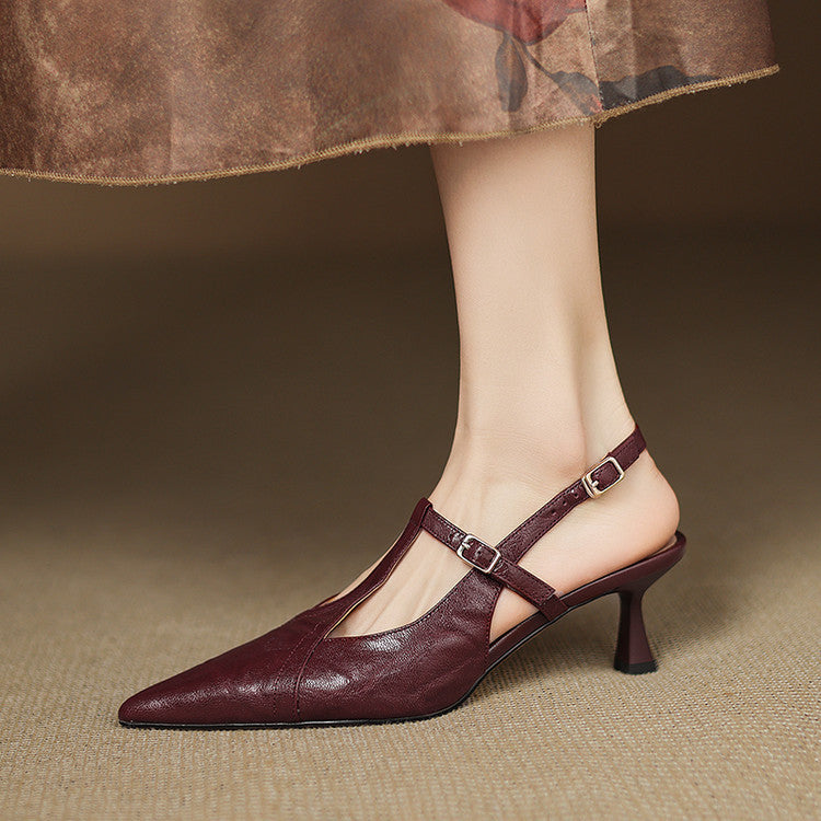 Noir Genuine Leather Heels