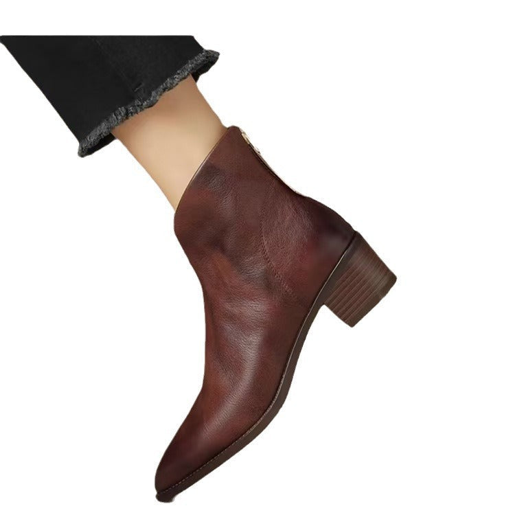 Women's Pointed Chelsea Ankle Boots with Block Heel