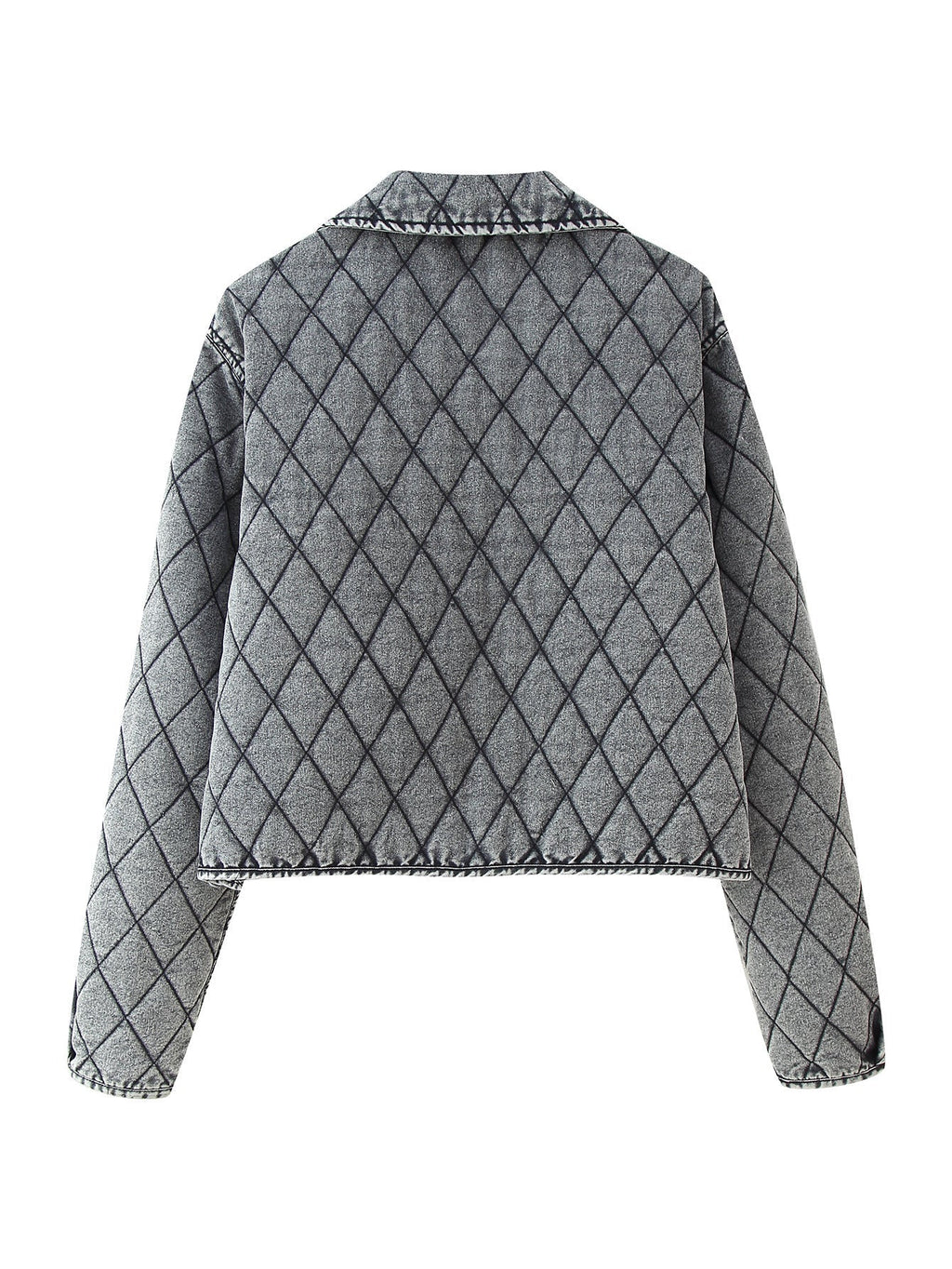 Women's Quilted Jacket with Collar and Drawstring Detail