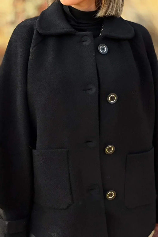 Women's Oversized Button-Front Jacket with Contrast Trim