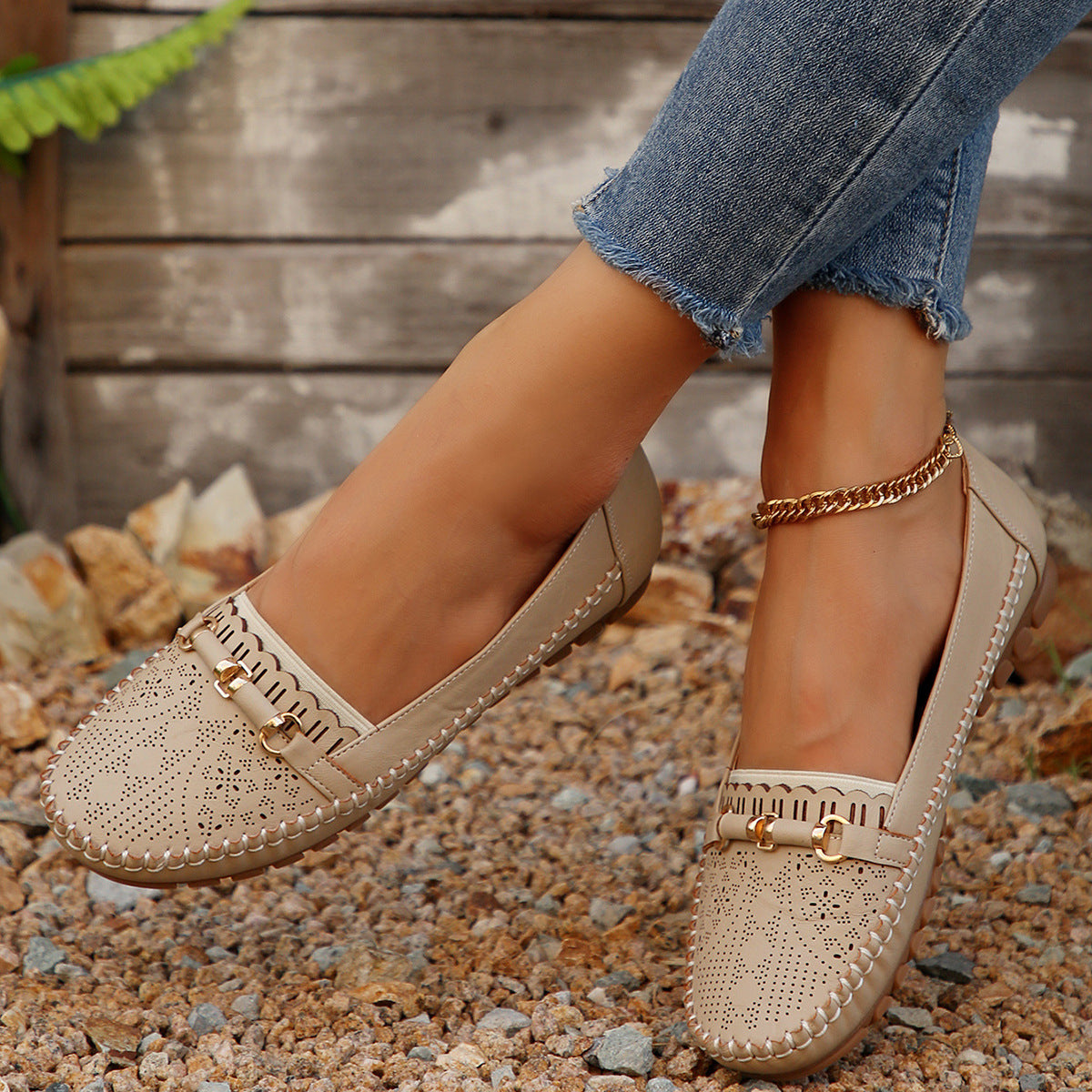 Women's Perforated Loafers with Cushioned Footbed