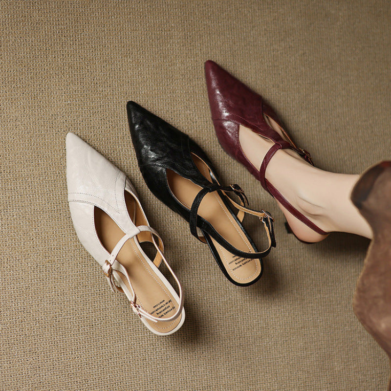 Noir Genuine Leather Heels