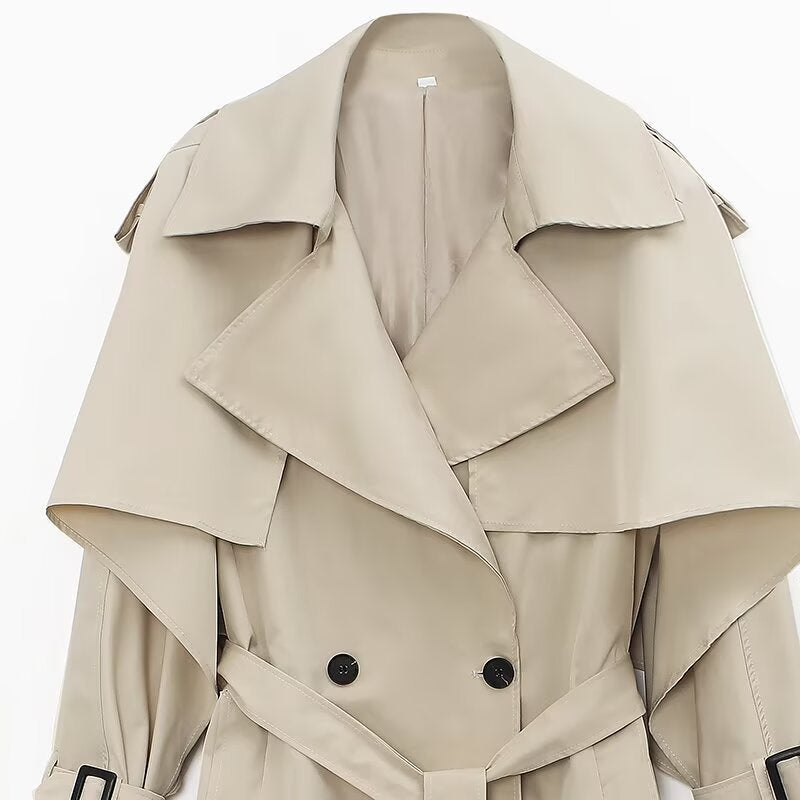 Women's Oversized Trench Coat with Wide Lapels