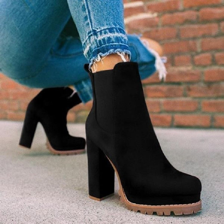 Women's Leopard Print Platform Chelsea Ankle Boots