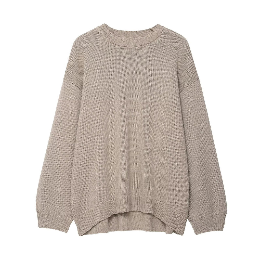 Women's Oversized Crew Neck Sweater with Drop Shoulders