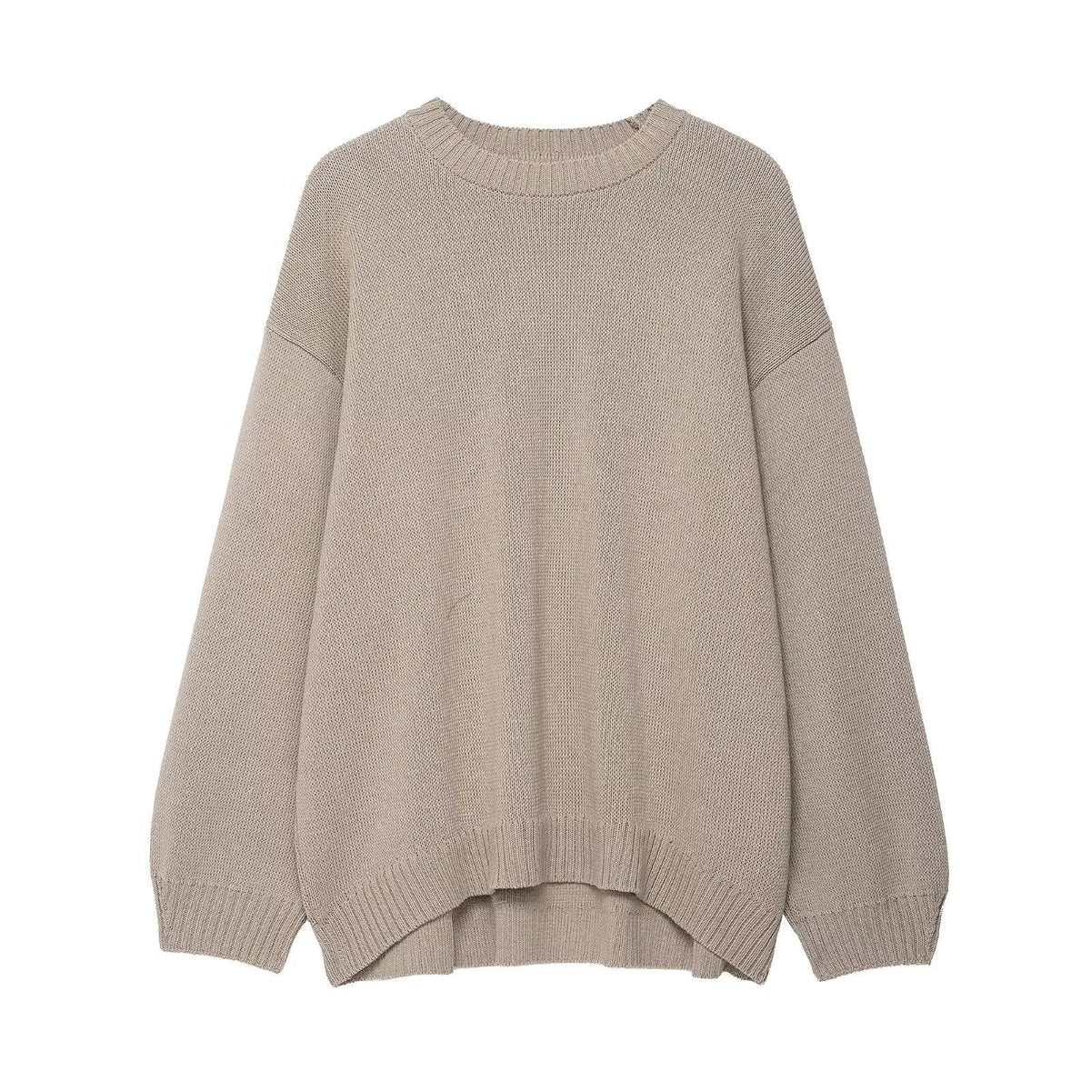 Women's Oversized Crew Neck Sweater with Drop Shoulders