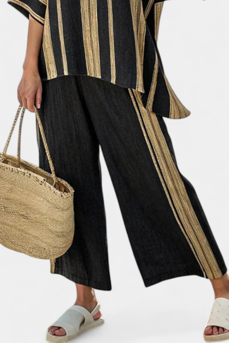Calden | Comfortable Oversized Striped Top & Relaxed Linen Pants