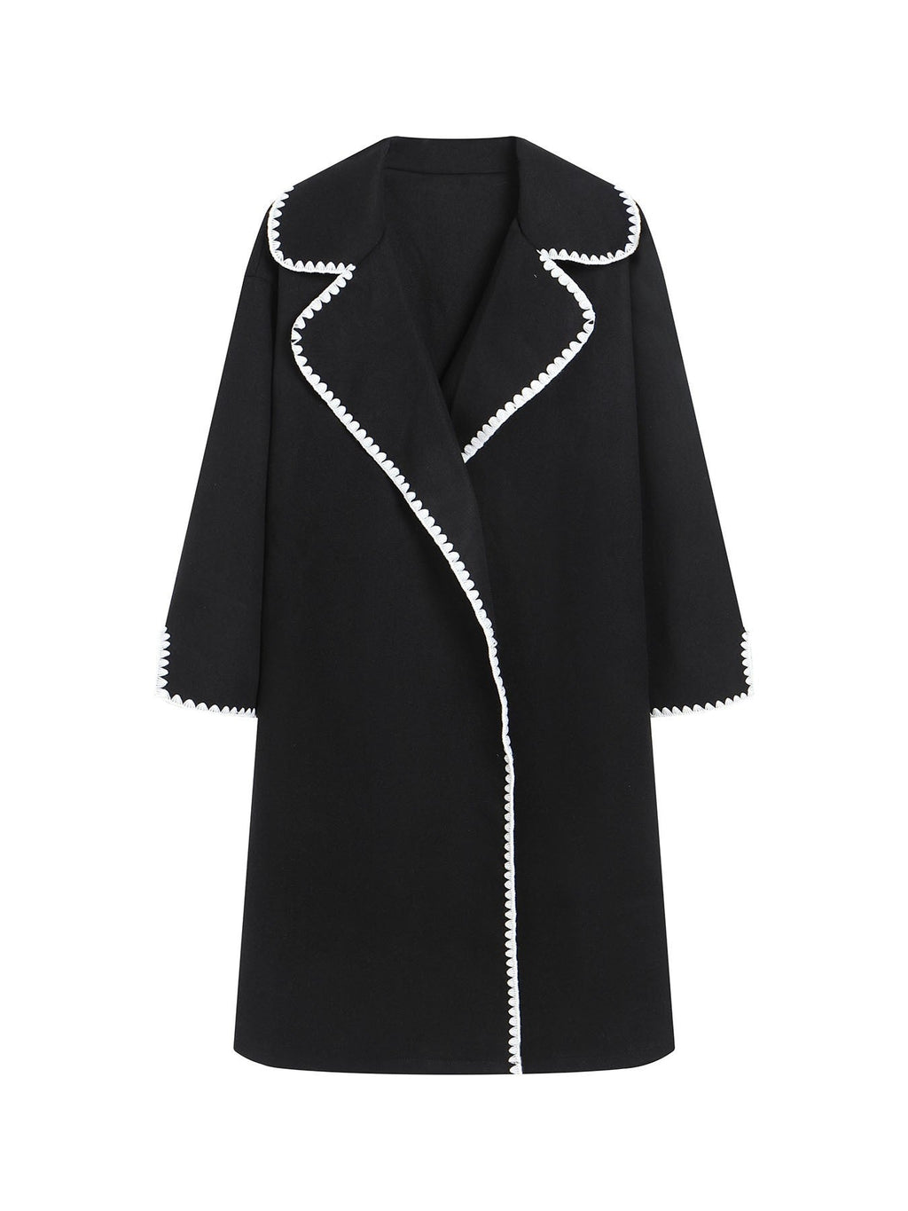Women's Oversized Coat with Pearl Edge Detail