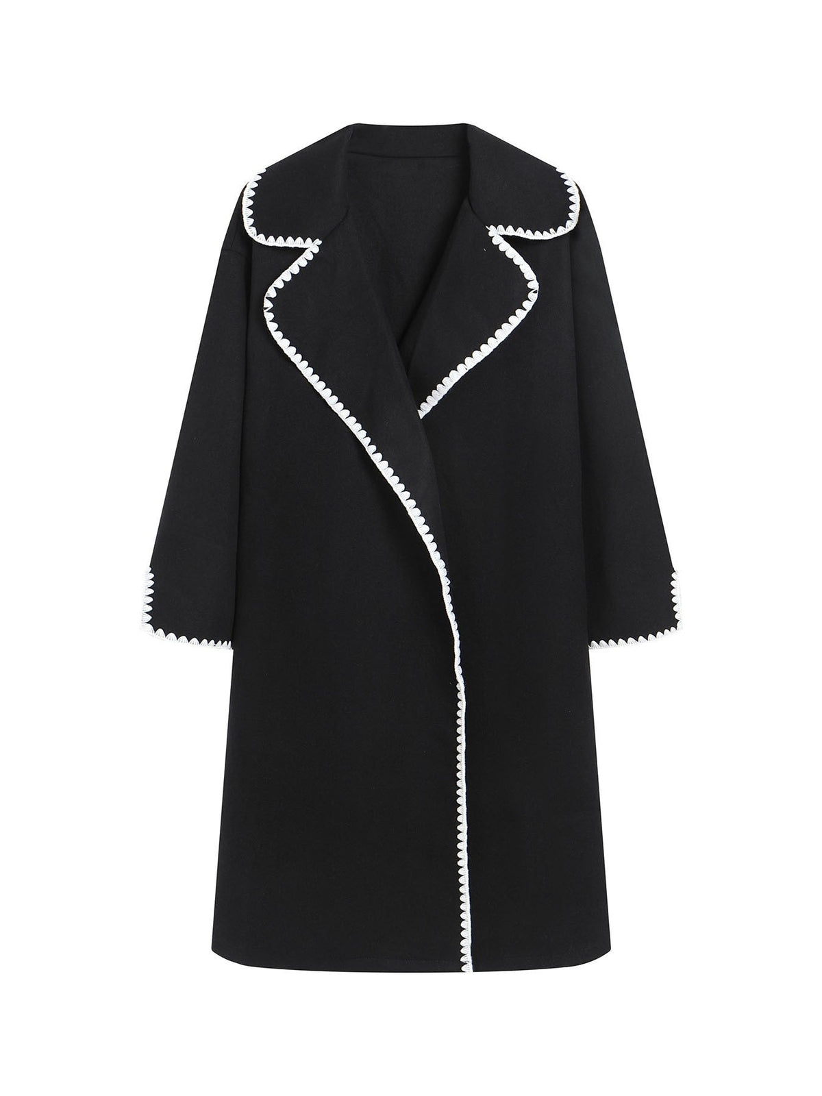 Women's Oversized Coat with Pearl Edge Detail