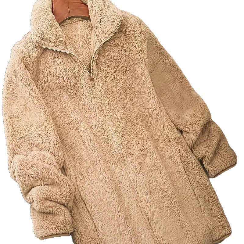 Women's Teddy Half-Zip Pullover with High Collar
