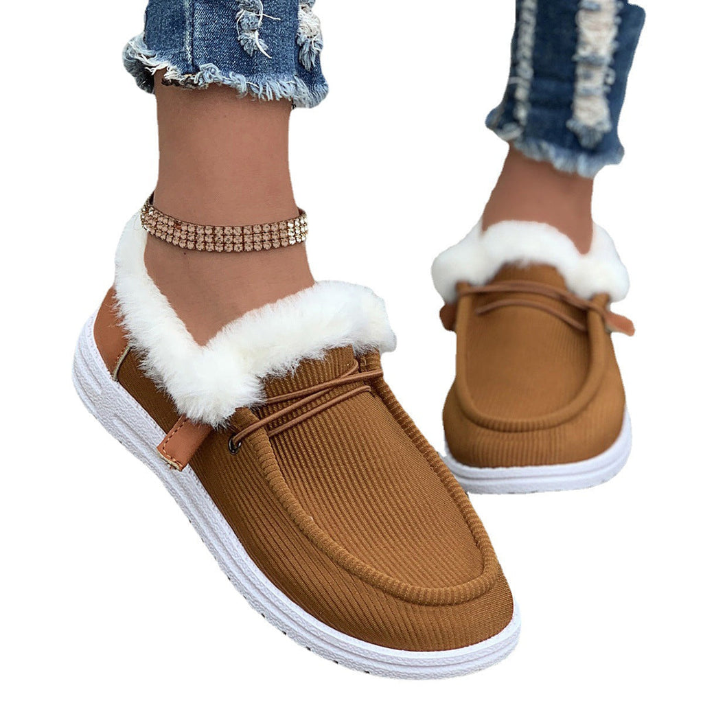 Women's Slip-On House Slippers with Faux Fur Trim